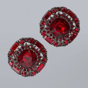 WHBM Red Crystal Glass Stud Earrings STUNNING!